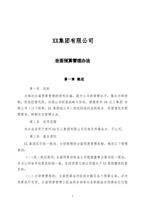 013-XX集团全面预算管理办法