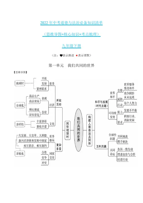 九年级下册(全)-中考道德与法治必备知识清单(部编版)
