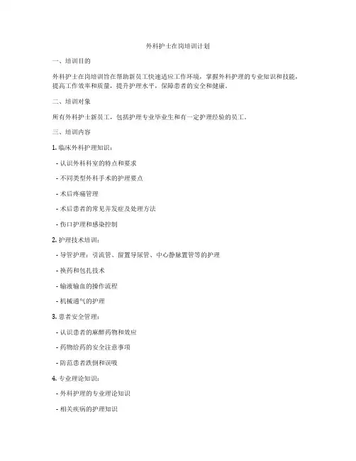 外科护士在岗培训计划