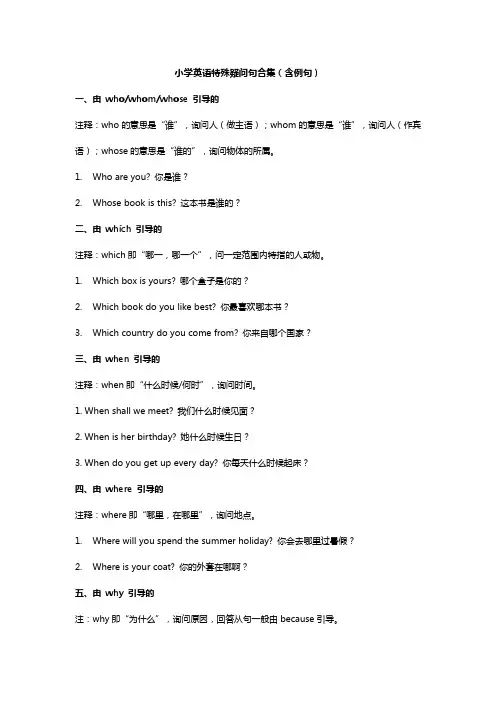 小学英语特殊疑问句合集(含例句)