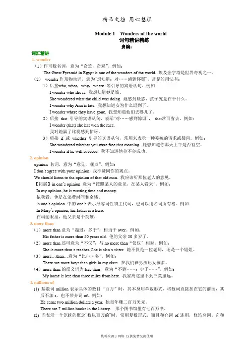 外研版初中英语初三上册Module 1 Wonders of the world知识讲解