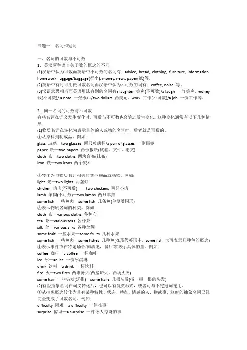 专题一名词和冠词