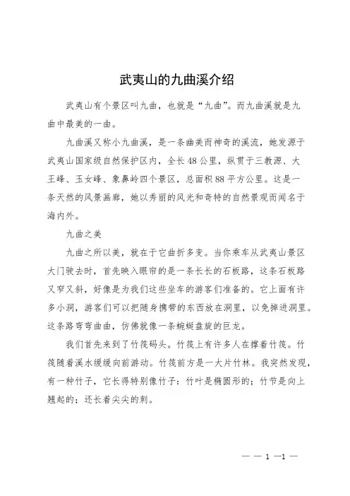 武夷山的九曲溪介绍