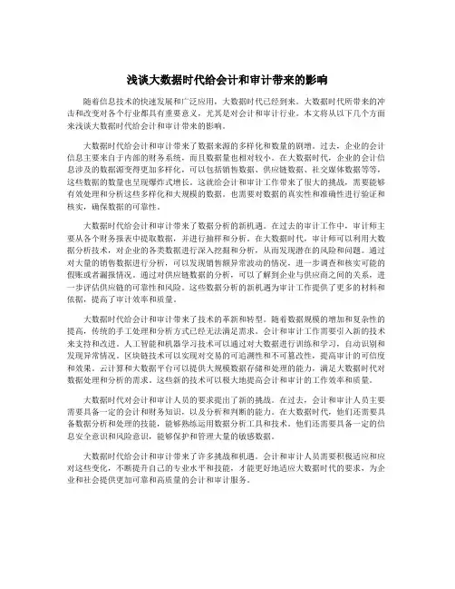 浅谈大数据时代给会计和审计带来的影响