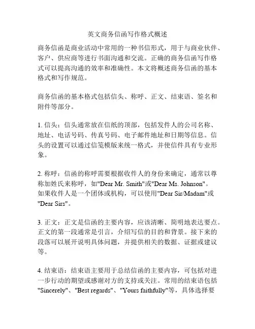 英文商务信函写作格式概述
