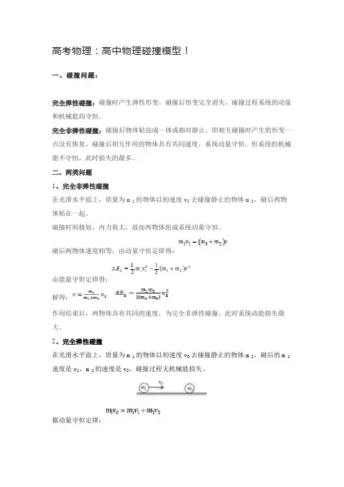 高考物理：高中物理碰撞模型!