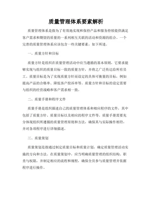 质量管理体系要素解析
