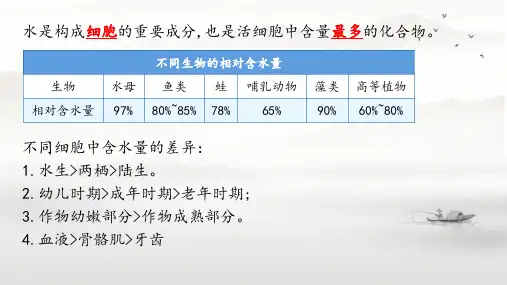 人教版2019高中生物必修一2.2细胞中的无机物(共21张PPT1个视频)