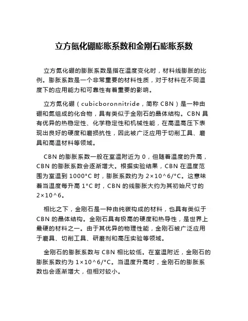 立方氮化硼膨胀系数和金刚石膨胀系数