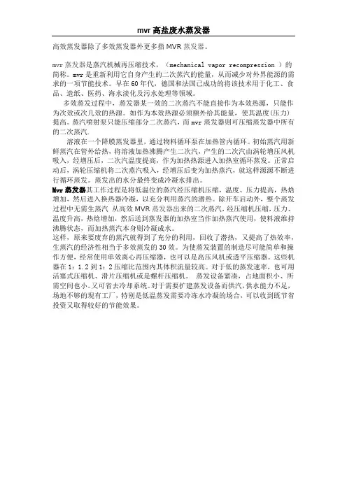 mvr高盐废水蒸发器