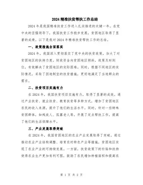 2024精准扶贫帮扶工作总结