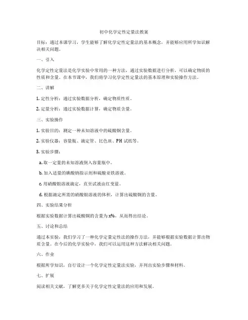 初中化学定性定量法教案