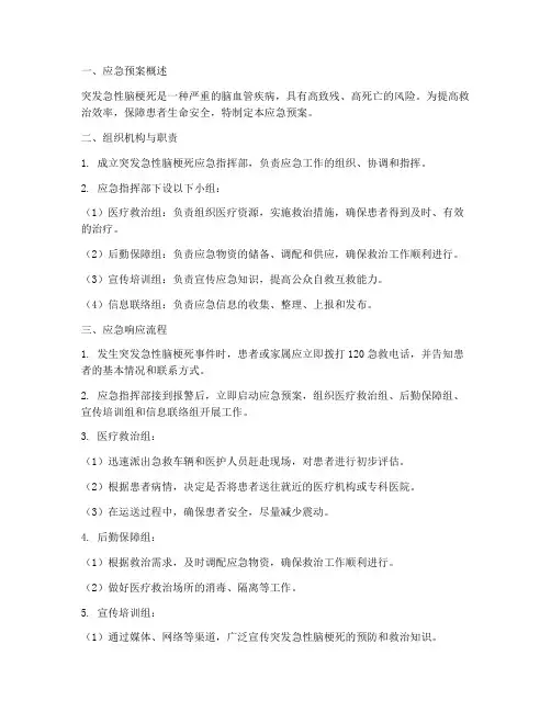 突发急性脑梗死的应急预案