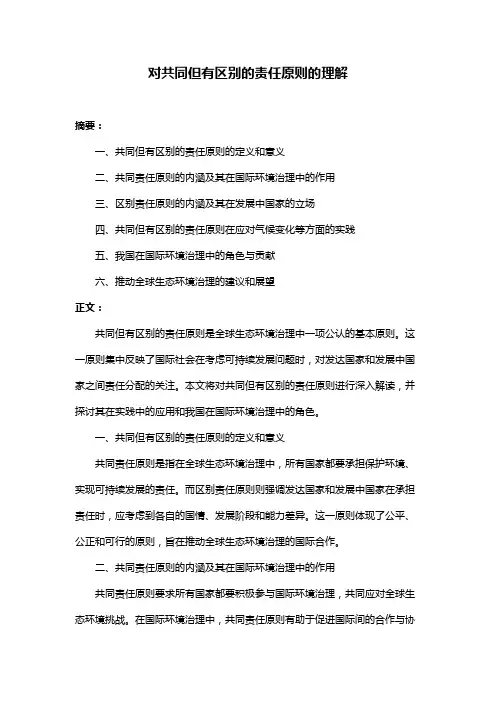 对共同但有区别的责任原则的理解
