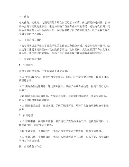 专周实训个人总结报告