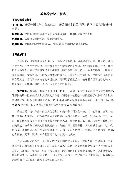 部编版小学语文六年级下册《骑鹅旅行记》(节选)优质教案