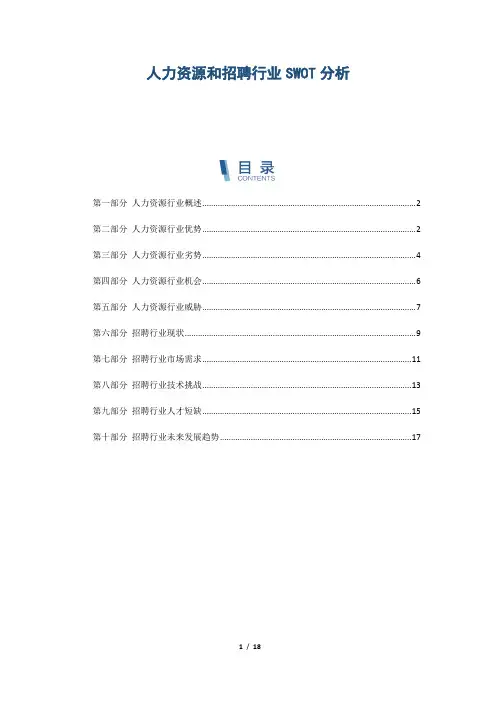人力资源和招聘行业SWOT分析