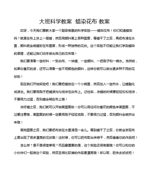 大班科学教案  蜡染花布 教案