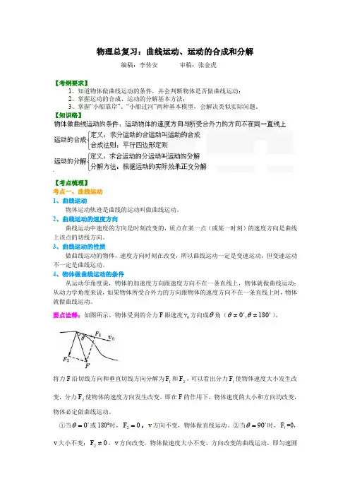 知识讲解 曲线运动、运动的合成和分解(基础)