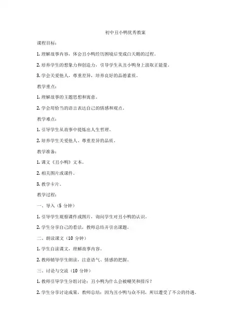 初中丑小鸭优秀教案
