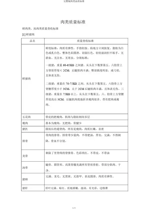 完整版肉类品质标准