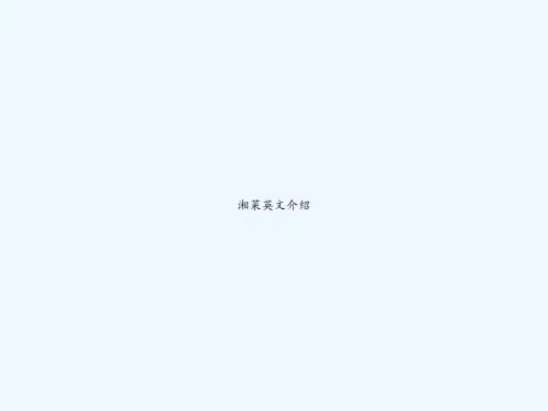湘菜英文介绍 PPT