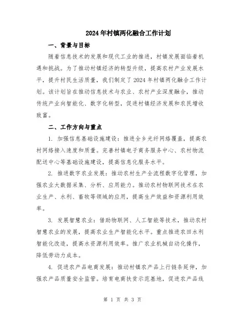 2024年村镇两化融合工作计划