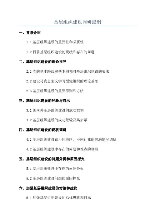 基层组织建设调研提纲
