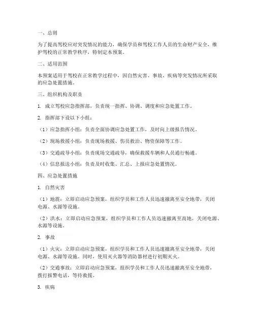 驾校突发情况应急预案