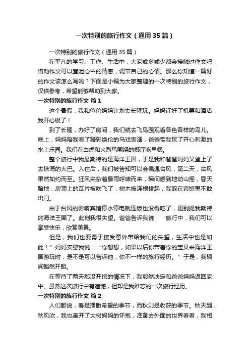 一次特别的旅行作文（通用35篇）