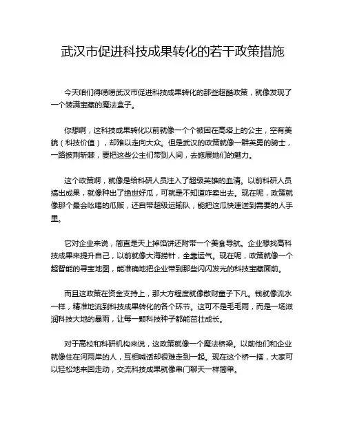 武汉市促进科技成果转化的若干政策措施