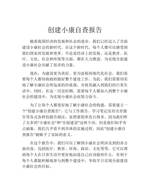 创建小康自查报告