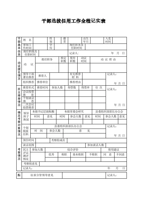 干部选拔任用工作全程记实表