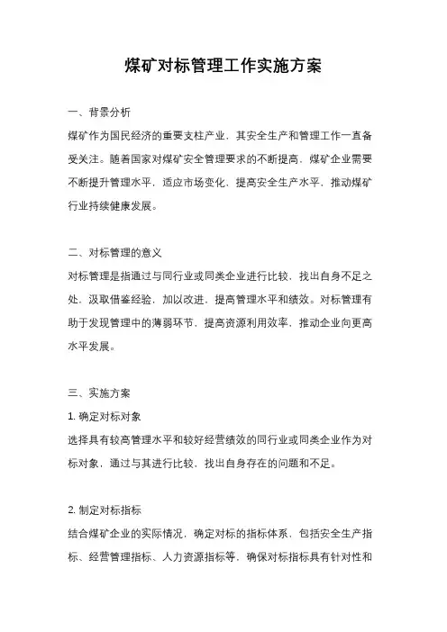 煤矿对标管理工作实施方案