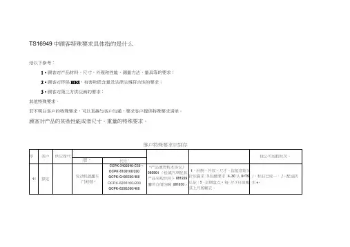 TS16949中顾客特殊要求具体指的是什么