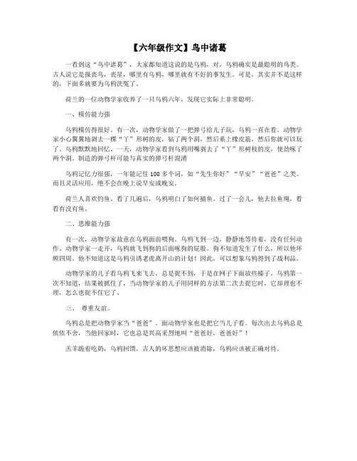 【六年级作文】鸟中诸葛