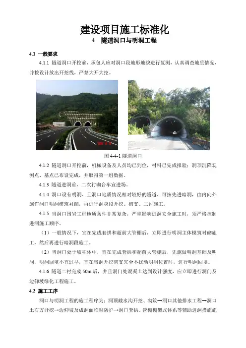 建设项目施工标准化：4隧道洞口与明洞工程