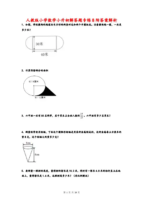 小升初解答题专练(试题)人教版六年级下册数学
