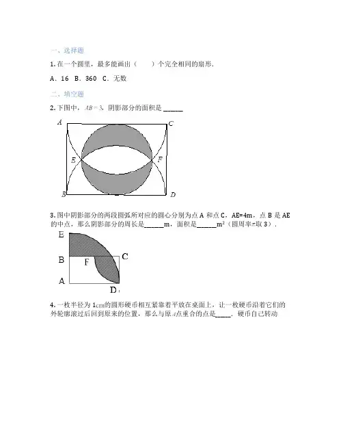圆和扇形 小学数学 课时练习