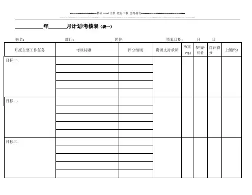 月度计划考核表