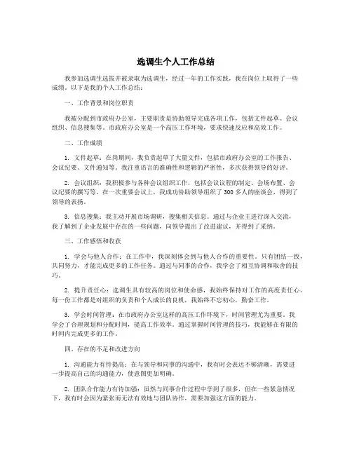 选调生个人工作总结