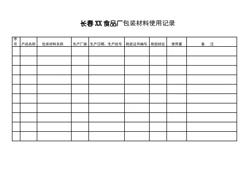 食品厂包装材料使用记录