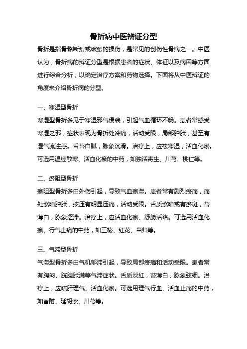 骨折病中医辨证分型