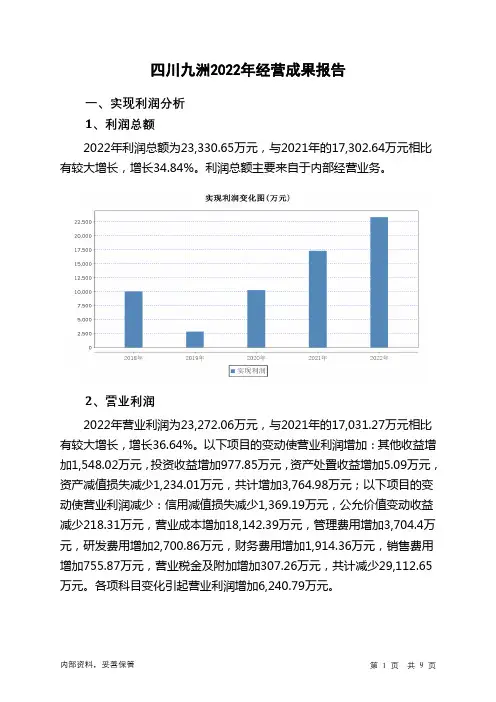 000801四川九洲2022年经营成果报告