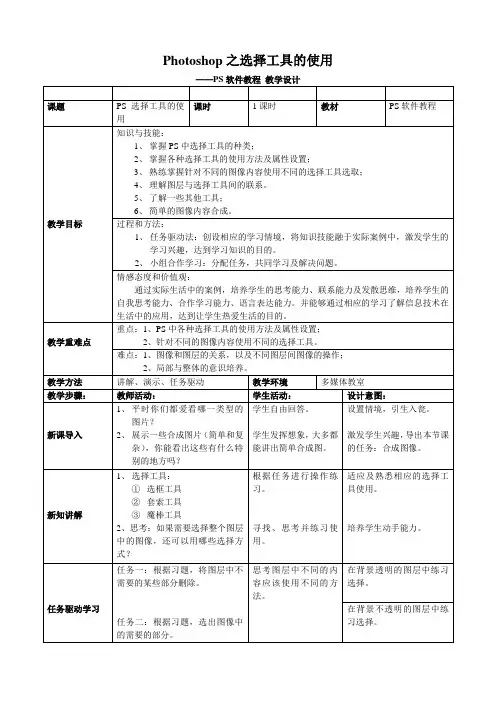 《Photoshop之选择工具的使用》教学设计