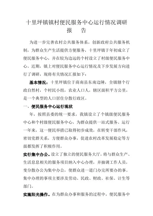 十里坪镇便民服务调研报告Word 文档