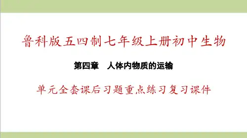 鲁科版五四制七年级上册生物 第4章 人体内物质的运输 单元全套重点习题练习复习课件