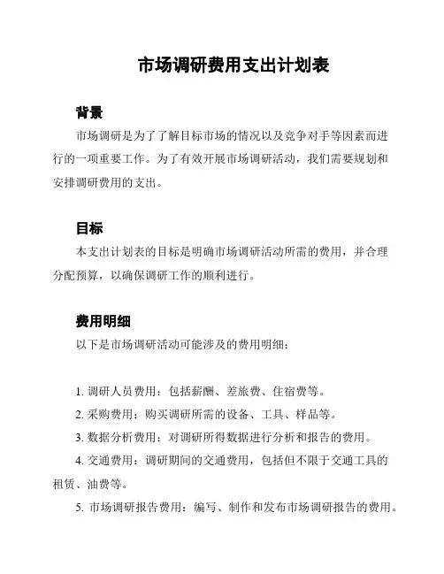 市场调研费用支出计划表