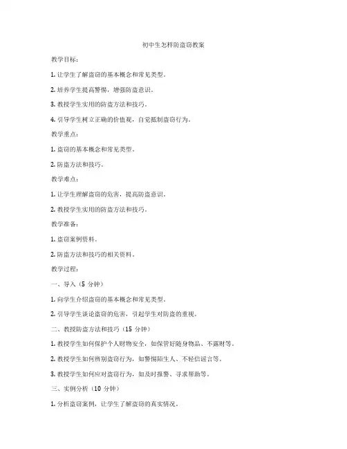 初中生怎样防盗窃教案