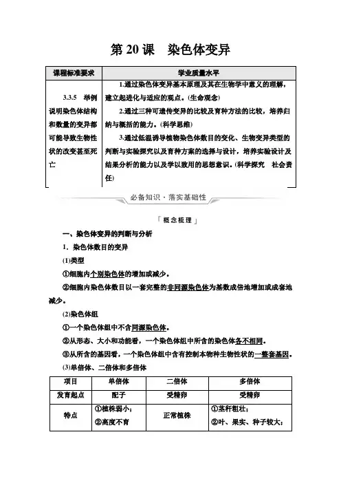 (复习指导)必修2第7单元第20课 染色体变异含解析